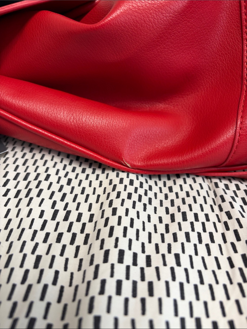 ZARA Red Pebbled Leather Drawstring Backpack - Picture 8 of 8